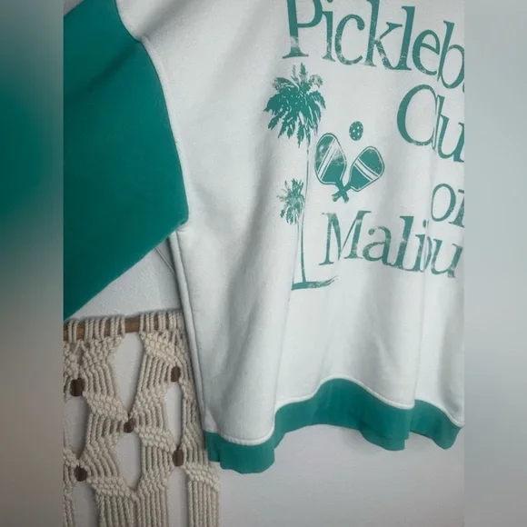 Grayson Threads Sweatshirt Crewneck Pickleball Club of Malibu Green White Preppy - Picture 3 of 7
